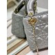 Dior Lady Dior Mini Chain Bag with Chain in Grey Pearlescent Lambskin