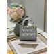 Dior Lady Dior Mini Chain Bag with Chain in Grey Pearlescent Lambskin