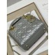 Dior Lady Dior Mini Chain Bag with Chain in Grey Pearlescent Lambskin