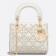 Dior Lady Dior Mini Chain Bag in White Lambskin with Star Embroidery