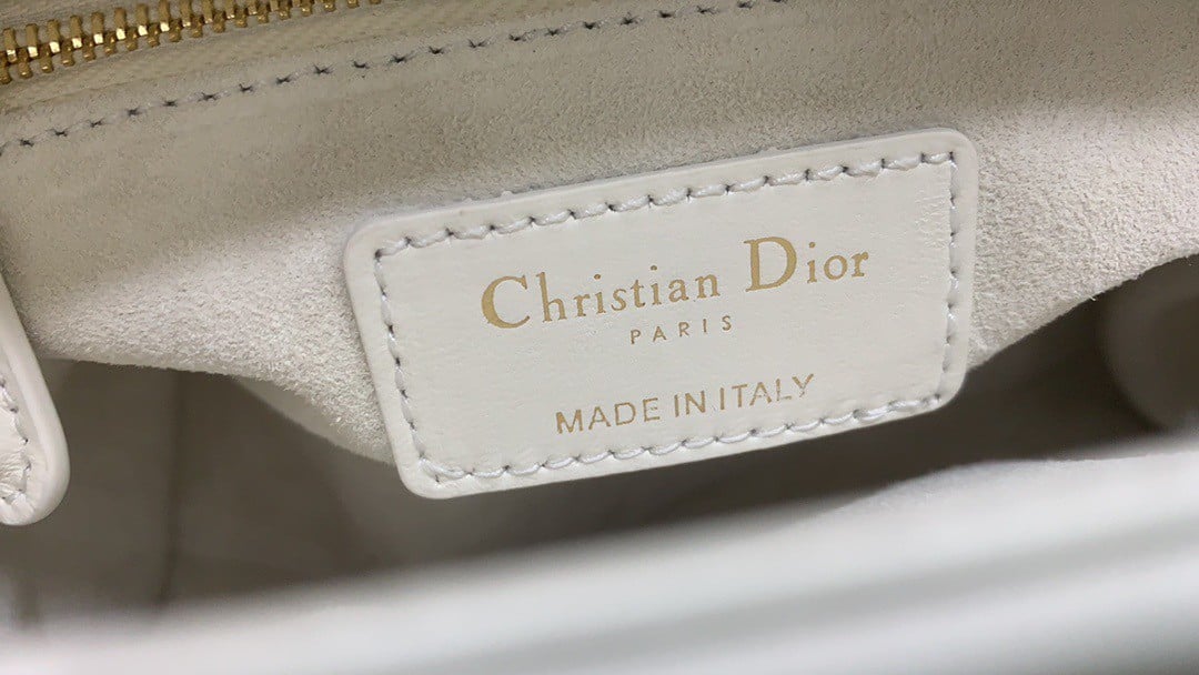 Dior Lady Dior Mini Chain Bag in White Lambskin with Star Embroidery