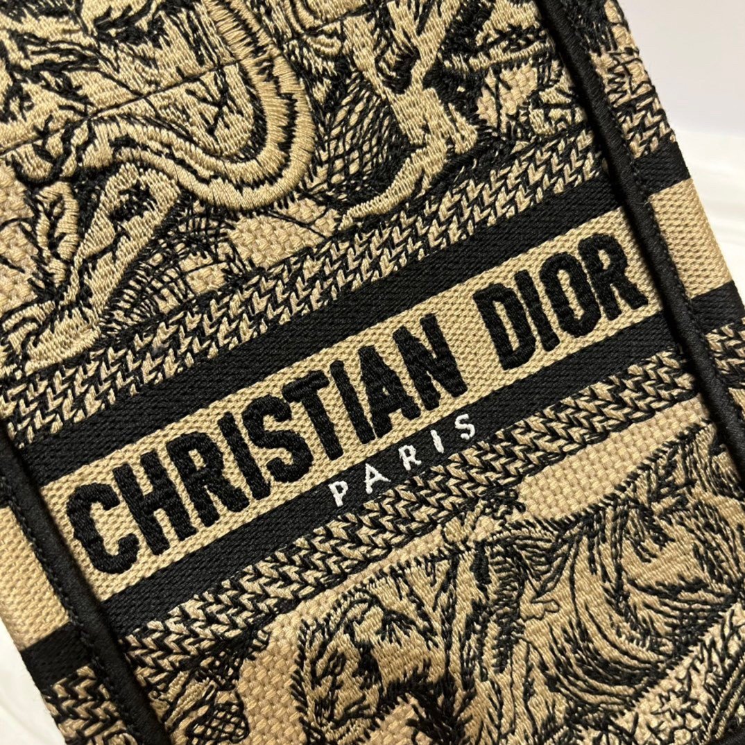 Dior Mini Book Tote Phone Bag In Hazelnut Toile de Jouy Embroidery