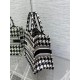 Dior Small Book Tote Bag In Micro Houndstooth Embroidery