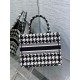 Dior Small Book Tote Bag In Micro Houndstooth Embroidery