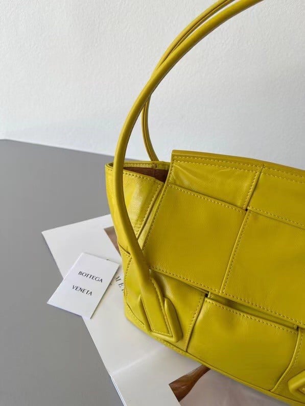 Bottega Veneta Arco Small Bag In Yellow Intrecciato Leather