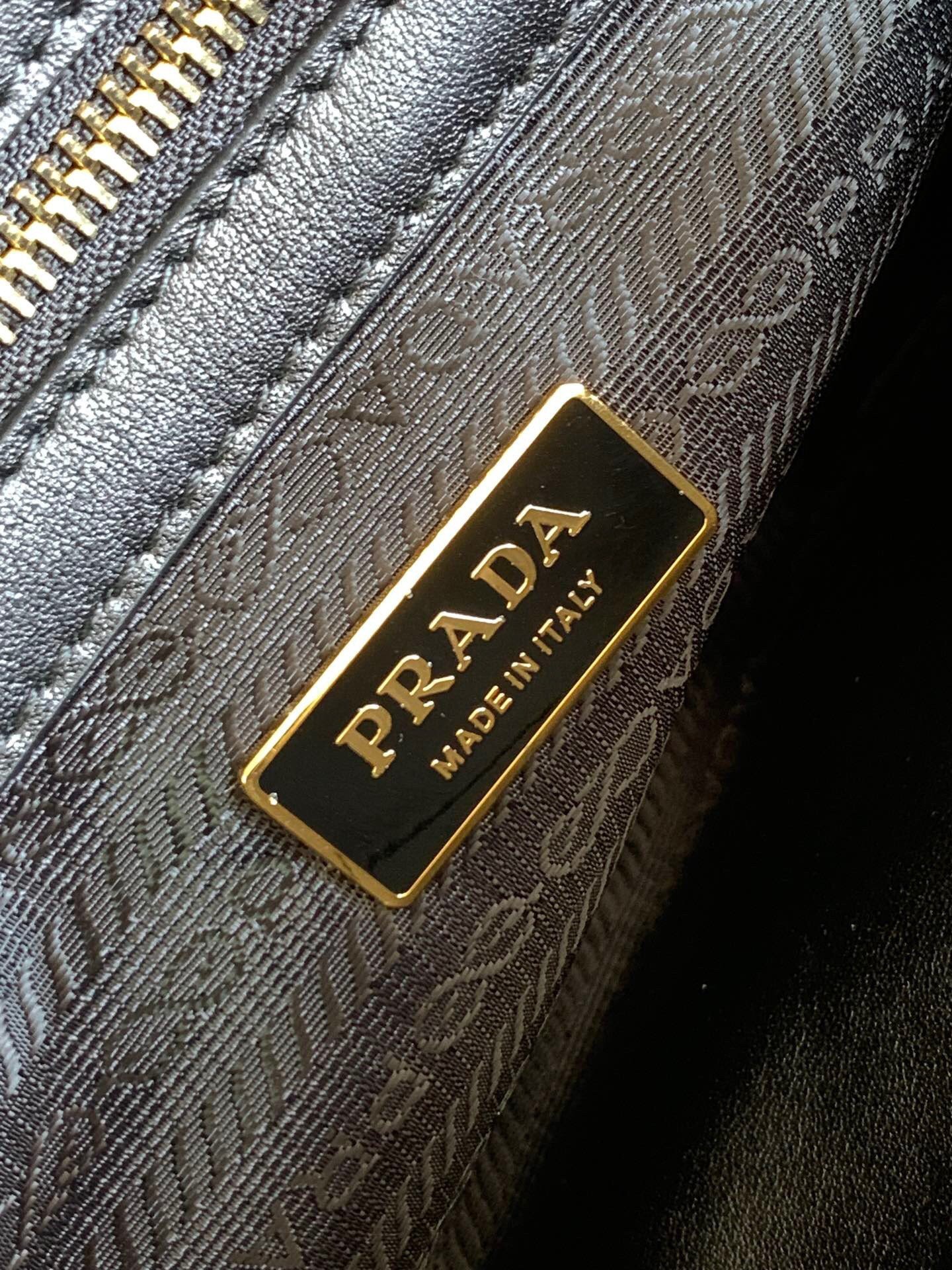 Prada Symbole Large Bag In Black/Beige Jjacquard Fabric