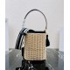 Prada Bucket Bag In Wicker and Black Canvas