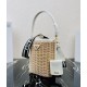 Prada Bucket Bag In Wicker and White Canvas