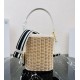 Prada Bucket Bag In Wicker and White Canvas