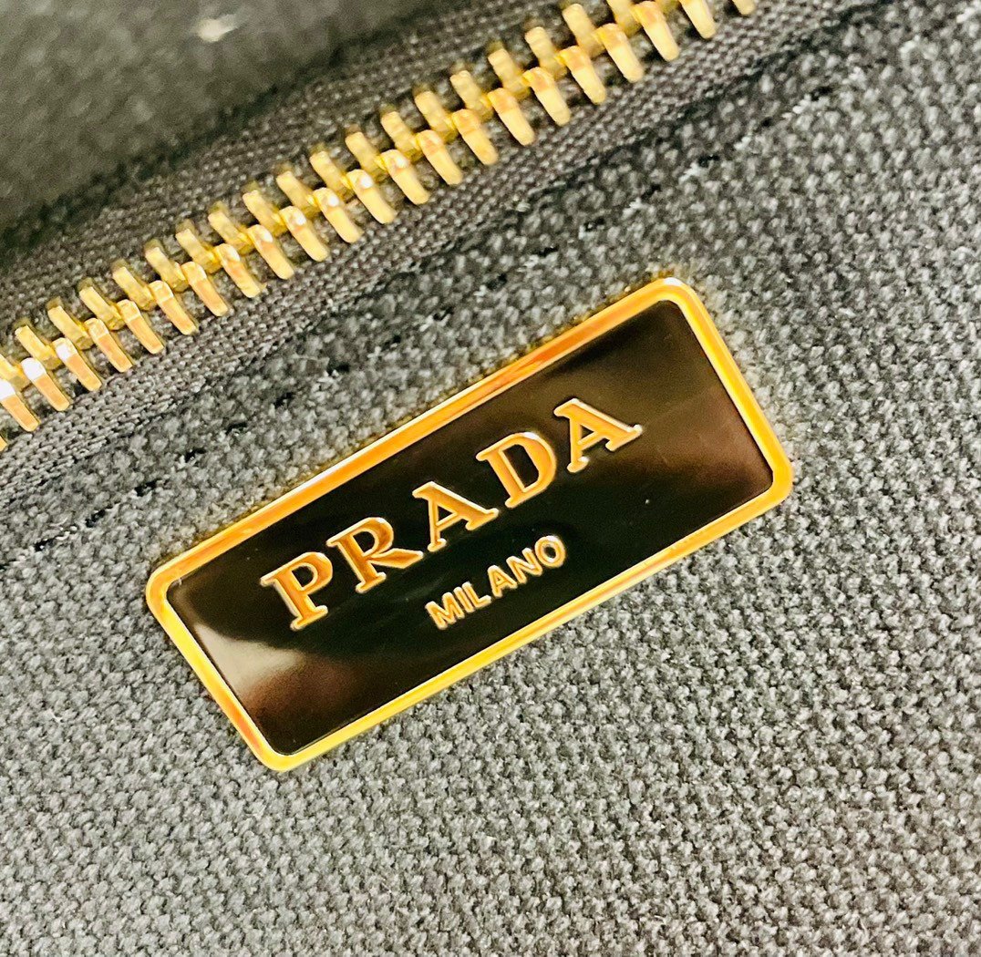 Prada Tote Bag In Wicker and Black Canvas