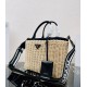 Prada Tote Bag In Wicker and Black Canvas