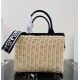 Prada Tote Bag In Wicker and Black Canvas