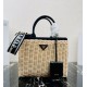 Prada Tote Bag In Wicker and Black Canvas