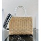 Prada Tote Bag In Wicker and White Canvas