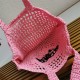 Prada Small Tote Bag In Pink Woven Raffia