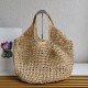 Prada Large Tote Bag In Beige Woven Raffia