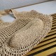 Prada Large Tote Bag In Beige Woven Raffia