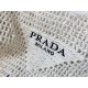 Prada Large Tote Bag In White Woven Raffia