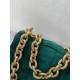 Bottega Veneta Chain Cassette Bag In Green Intrecciato Suede Calfskin