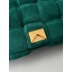 Bottega Veneta Chain Cassette Bag In Green Intrecciato Suede Calfskin