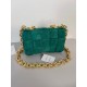 Bottega Veneta Chain Cassette Bag In Green Intrecciato Suede Calfskin