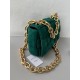 Bottega Veneta Chain Cassette Bag In Green Intrecciato Suede Calfskin