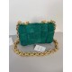 Bottega Veneta Chain Cassette Bag In Green Intrecciato Suede Calfskin