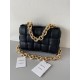 Bottega Veneta Chain Cassette Bag In Black Intrecciato Lambskin