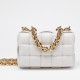 Bottega Veneta Chain Cassette Bag In White Intrecciato Lambskin