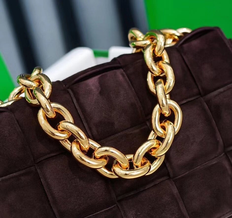 Bottega Veneta Chain Cassette Bag In Fondant Intrecciato Suede Calfskin