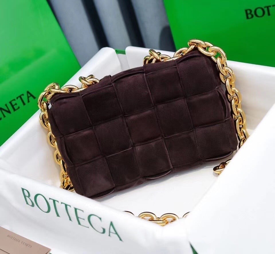 Bottega Veneta Chain Cassette Bag In Fondant Intrecciato Suede Calfskin