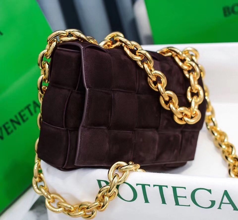 Bottega Veneta Chain Cassette Bag In Fondant Intrecciato Suede Calfskin