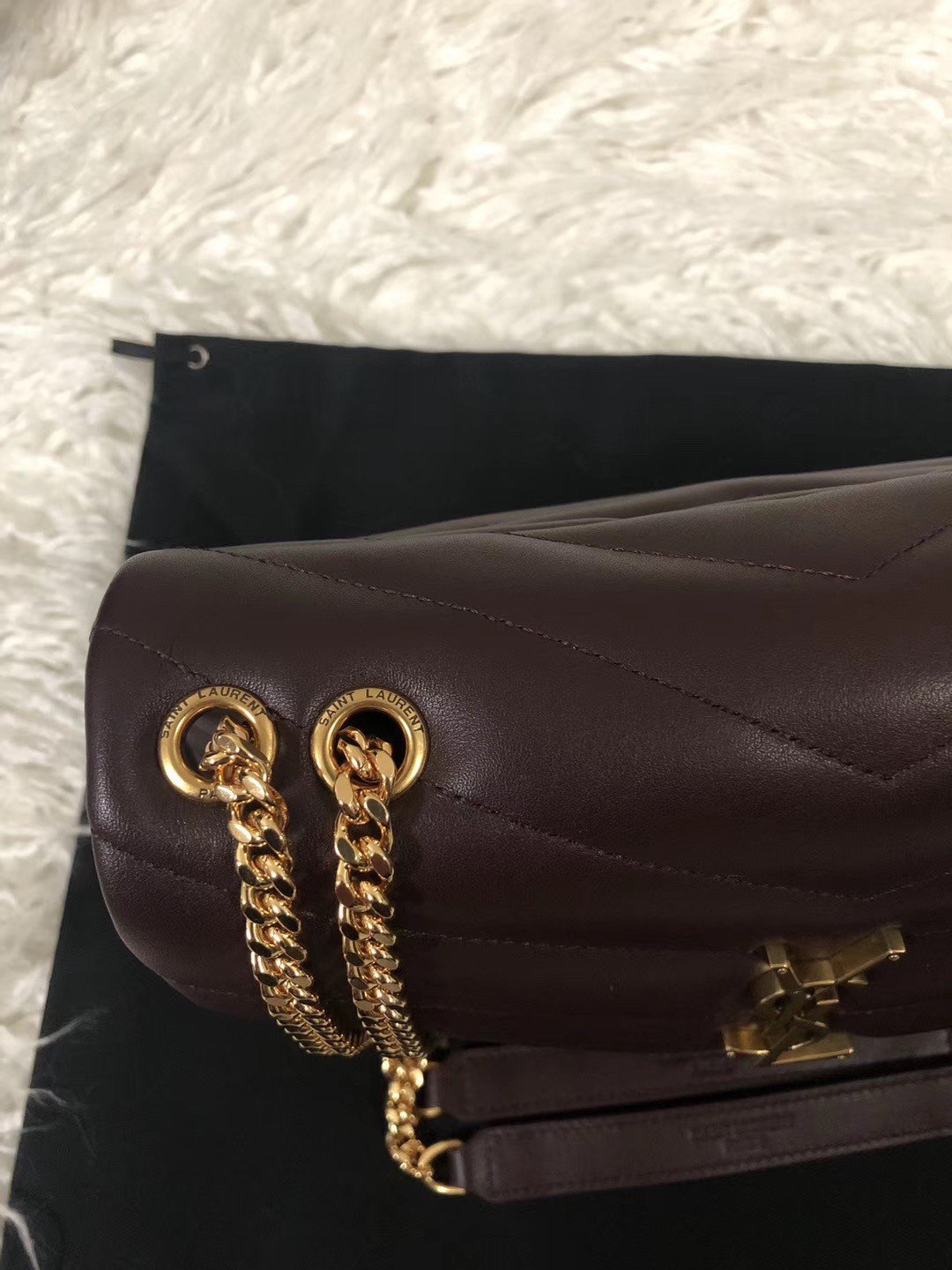 Saint Laurent LouLou Small Chain Bag In Burgundy Quilted Calfskin