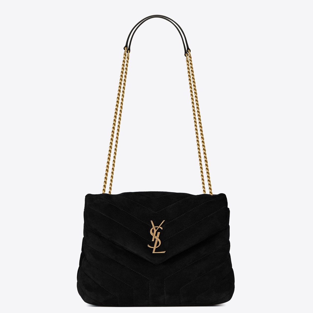 Saint Laurent LouLou Small Chain Bag In Black Suede Leather