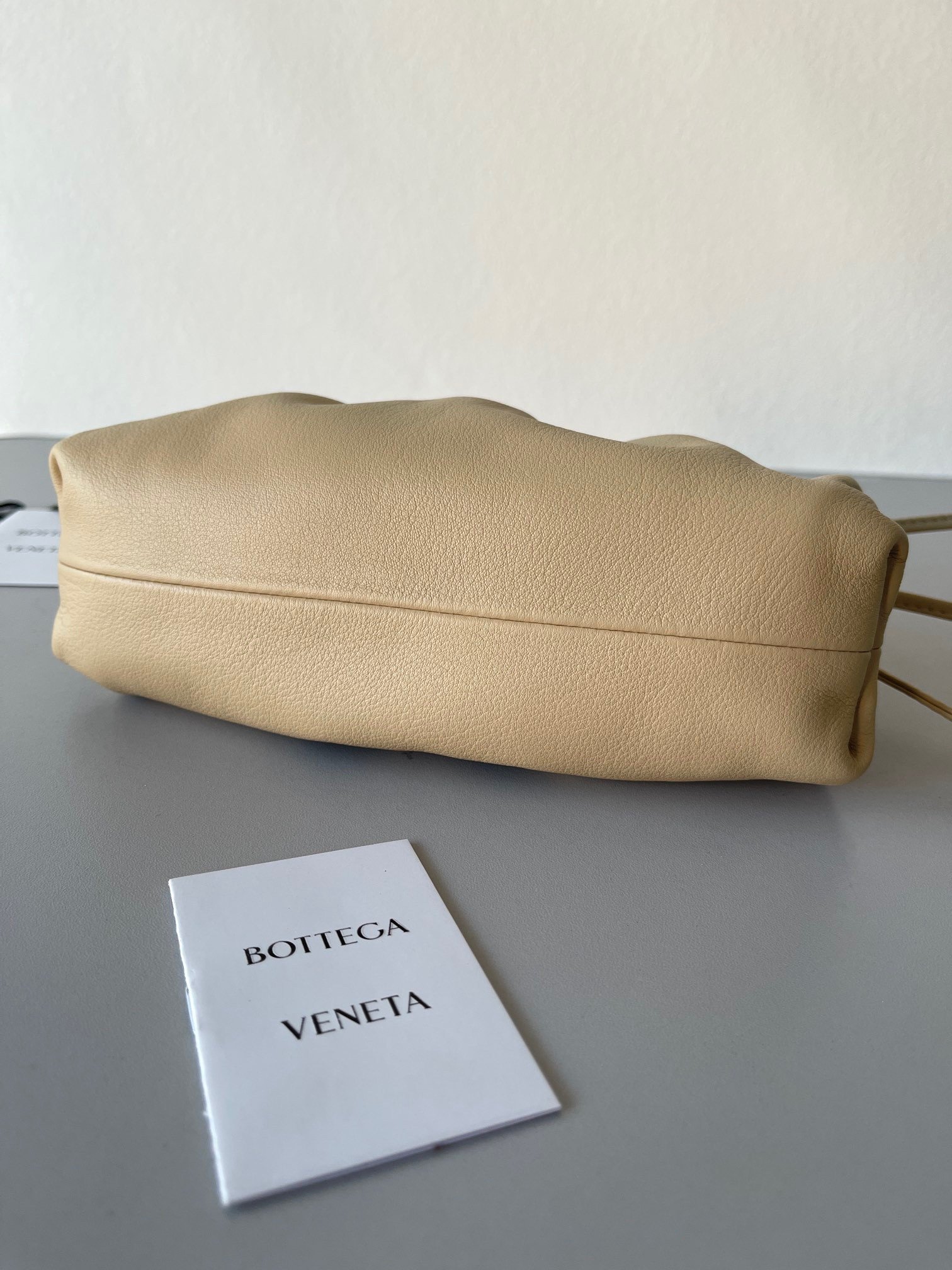 Bottega Veneta Mini Pouch with Strap in Almond Calfskin