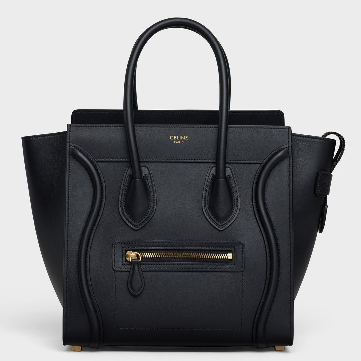 Celine Micro Luggage Tote Bag In Black Smooth Calfskin