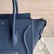 Celine Micro Luggage Tote Bag In Navy Blue Drummed Calfskin