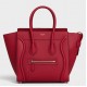 Celine Micro Luggage Tote Bag In Red Drummed Calfskin