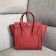 Celine Micro Luggage Tote Bag In Red Drummed Calfskin