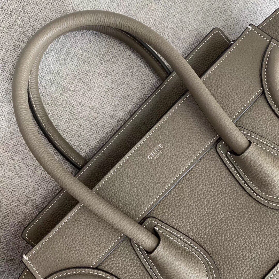 Celine Micro Luggage Tote Bag In Souris Drummed Calfskin