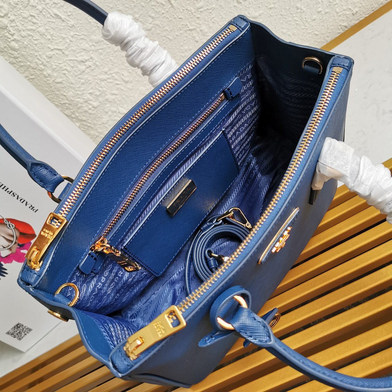 Prada Galleria Medium Bag In Bluette Saffiano Leather