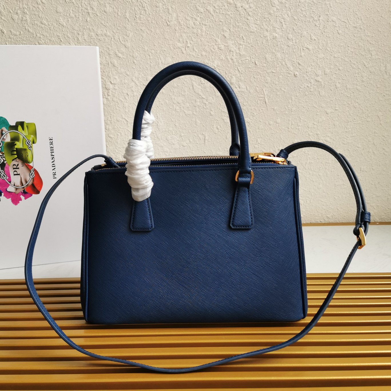 Prada Galleria Medium Bag In Bluette Saffiano Leather