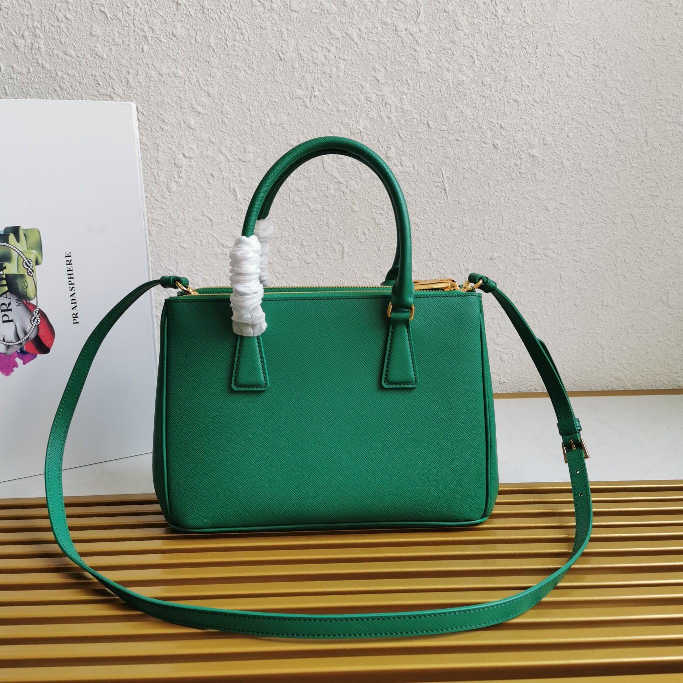 Prada Galleria Medium Bag In Mango Saffiano Leather