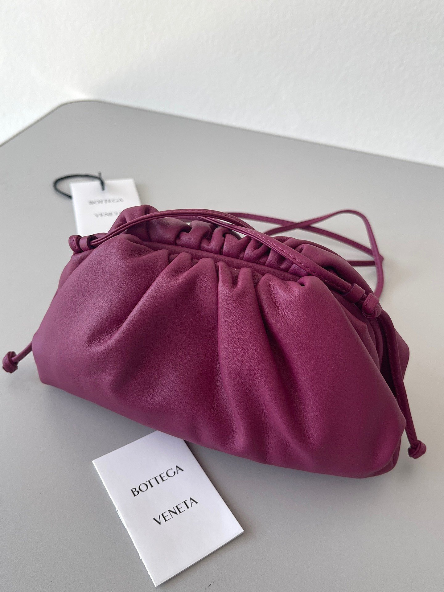 Bottega Veneta Mini Pouch with Strap in Cinnabar Calfskin