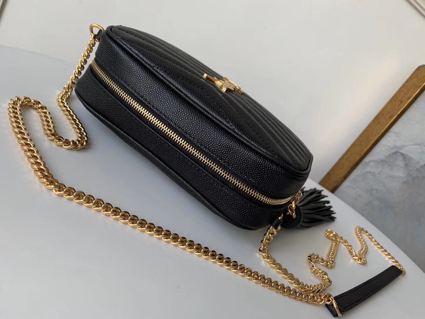 Saint Laurent Lou Mini Bag In Black Calfskin