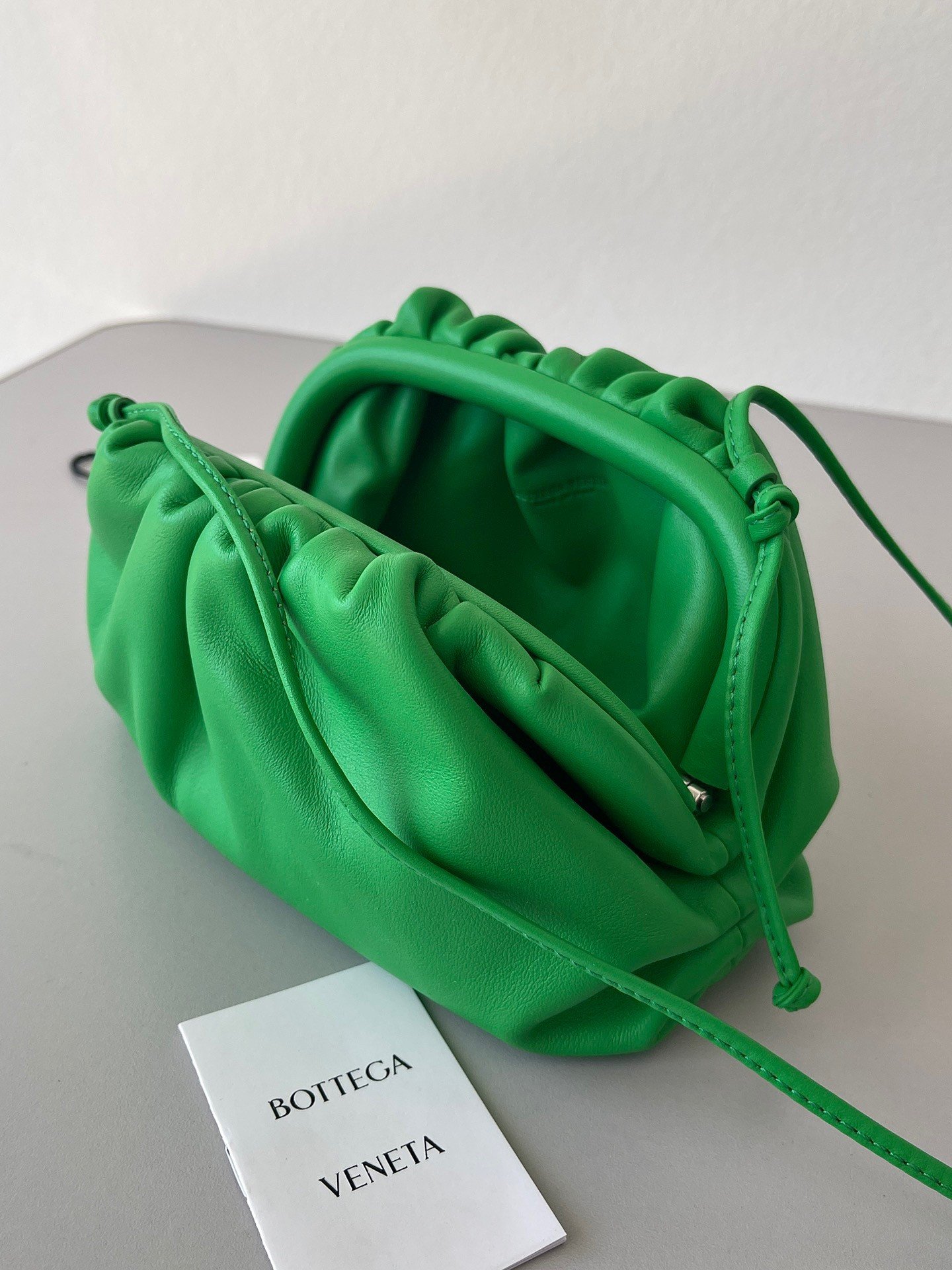 Bottega Veneta Mini Pouch with Strap in Parakeet Calfskin