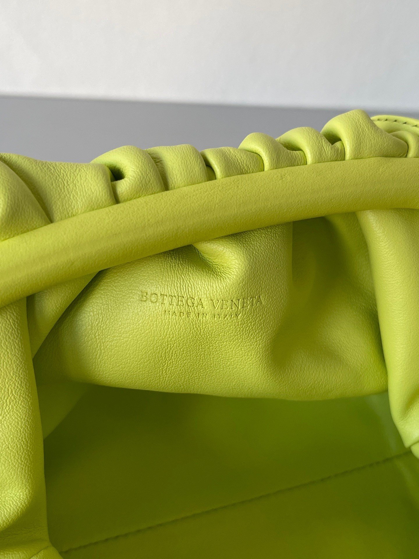 Bottega Veneta Mini Pouch with Strap in Kiwi Calfskin