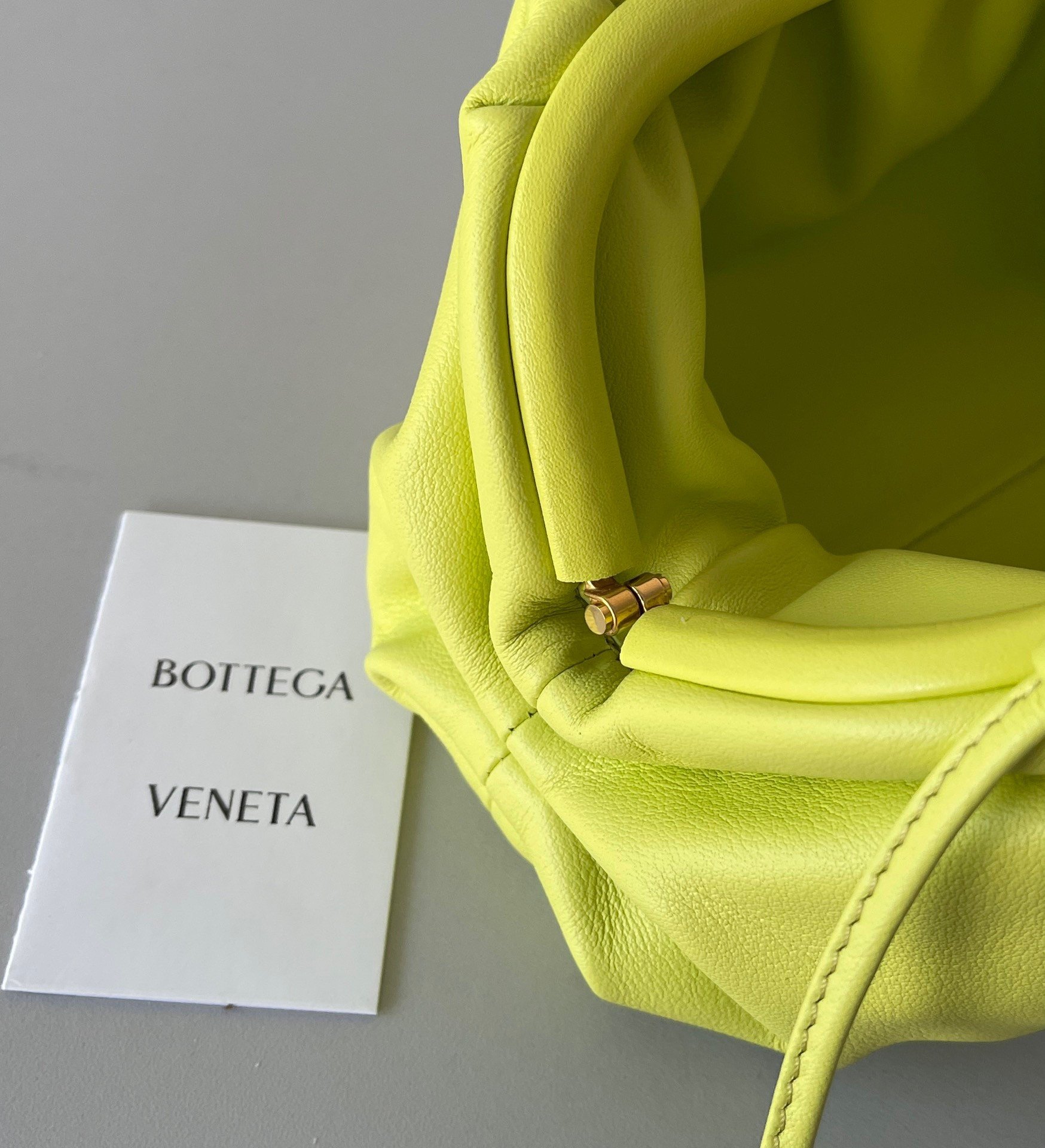 Bottega Veneta Mini Pouch with Strap in Kiwi Calfskin