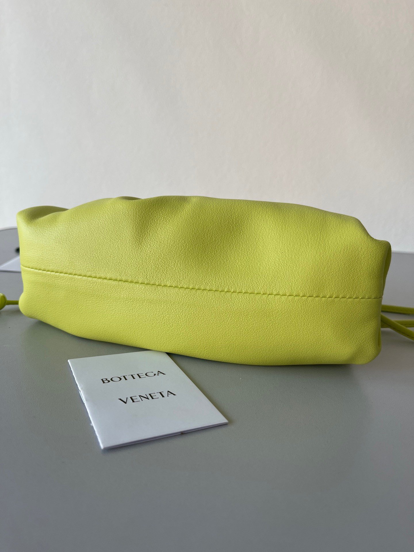 Bottega Veneta Mini Pouch with Strap in Kiwi Calfskin