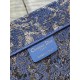 Dior Large Book Tote Bag In Blue Brocart Denim-Effect Embroidery